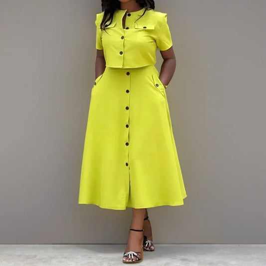 Navarita | Button-Up Skirt & Crop Top Two-Piece Set