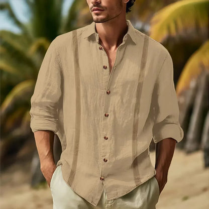 Navarita | Classic Linen Blend Button-Up T-Shirt – White
