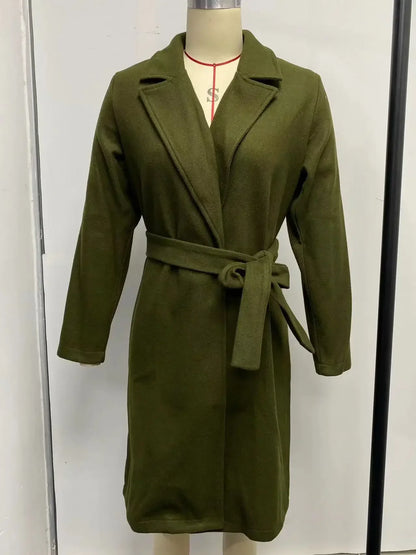 Navarita | Olivia Tie-Belt Woolen Long Coat