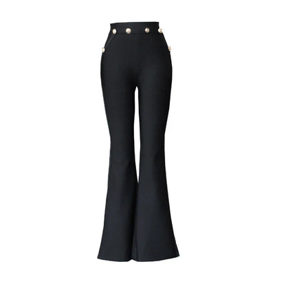 Navarita | Gold-Button Flare Elegance Pants