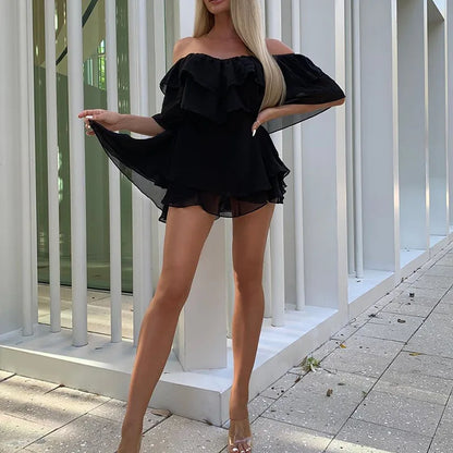 Navarita | Ruffled Off-Shoulder Mini Dress