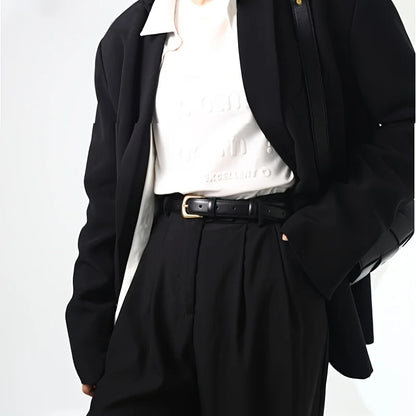 Navarita | Classic PU Leather Belt with Gold Buckle