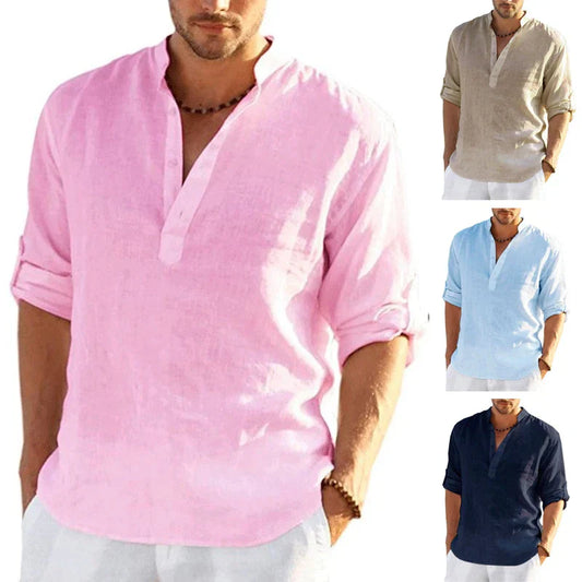 Navarita | Linen Cotton V-Neck Shirt with Relaxed Fit