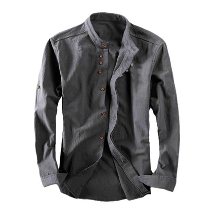 Navarita | Classic White Stand Collar Long Sleeve Shirt