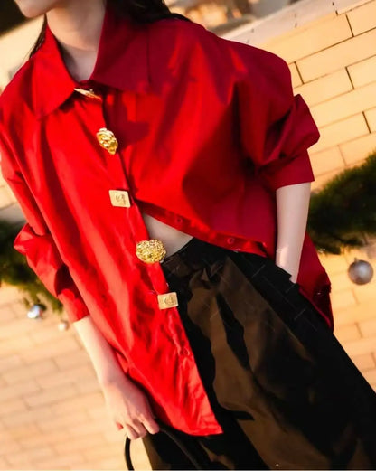 Navarita | Gold Button Oversized Shirt