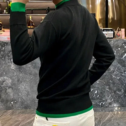Navarita | Contrast Green Detail Knit Sweatshirt