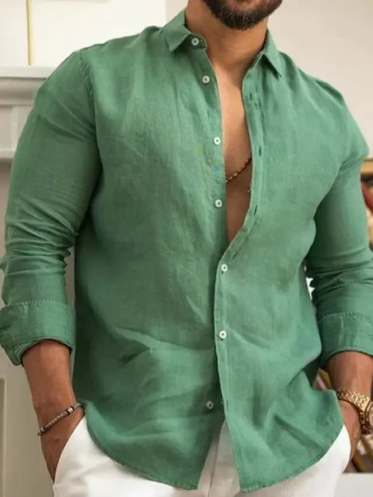 Navarita | Emerald Breeze Men's Linen Shirt