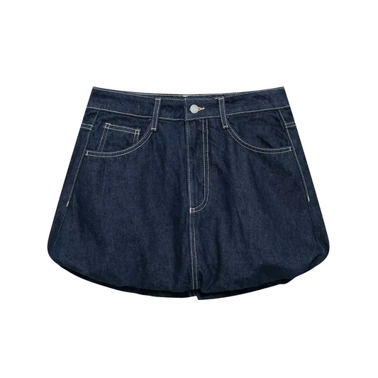 Navarita | Vintage High-Waist Balloon Denim Mini Skirt