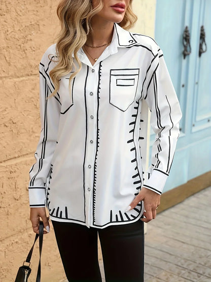 Navarita | Sketchline Printed Oversize Shirt
