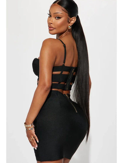 Navarita | Elegant Strap Cut-Out Bandage Mini Dress