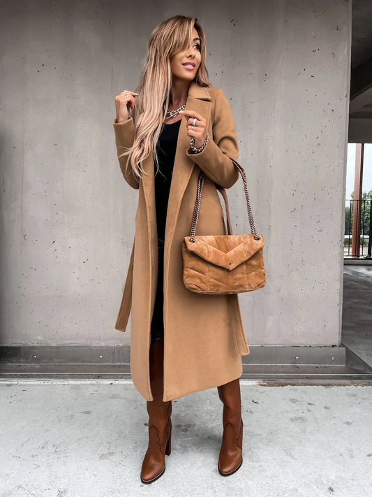 Navarita | Olivia Tie-Belt Woolen Long Coat