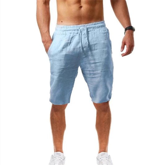 Navarita | Sky Blue Cotton-Linen Summer Shorts for Men