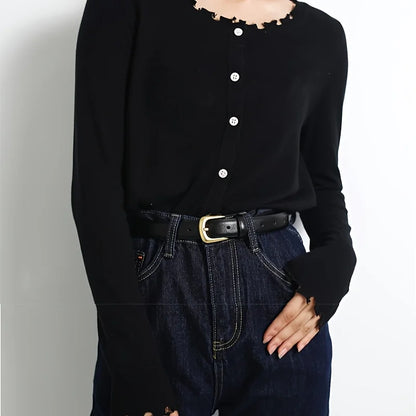 Navarita | Classic PU Leather Belt with Gold Buckle