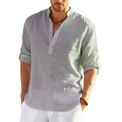 Navarita | Linen Cotton V-Neck Shirt with Relaxed Fit