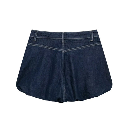 Navarita | Vintage High-Waist Balloon Denim Mini Skirt