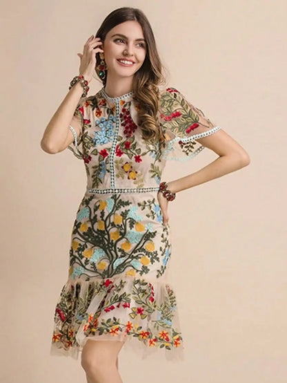 Navarita | Floral Whisper Mesh Dress