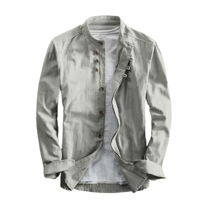 Navarita | Classic White Stand Collar Long Sleeve Shirt