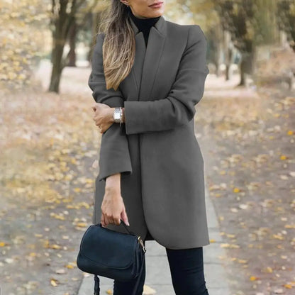Navarita | Stand Collar Longline Woolen Coat