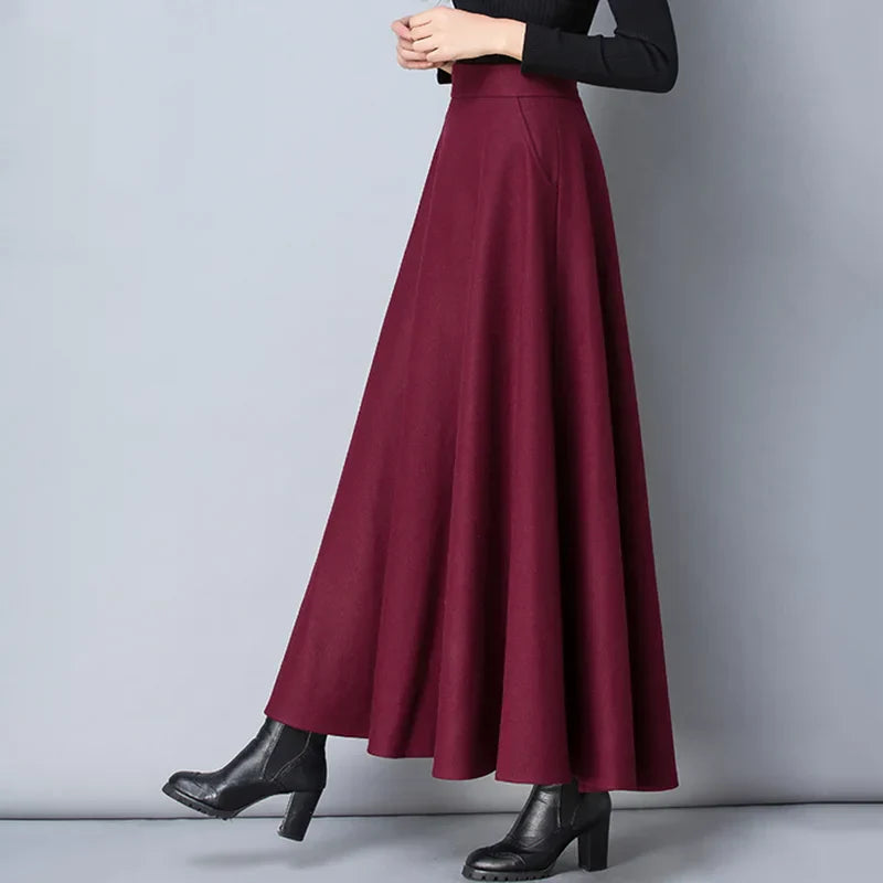 Navarita | Elegant Wool-Blend Maxi Skirt with Pockets