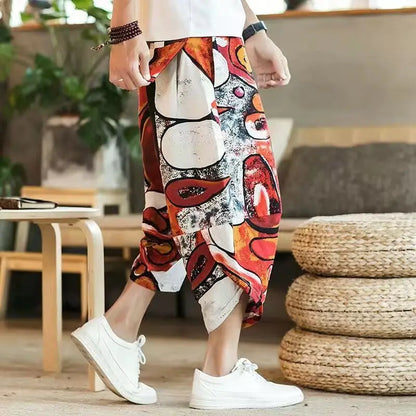 Navarita | Printed Cotton-Linen Harem Shorts for Men