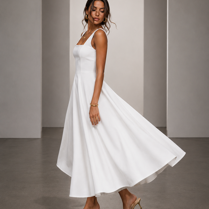 Vestido Midi Elegante de Corte Evasé