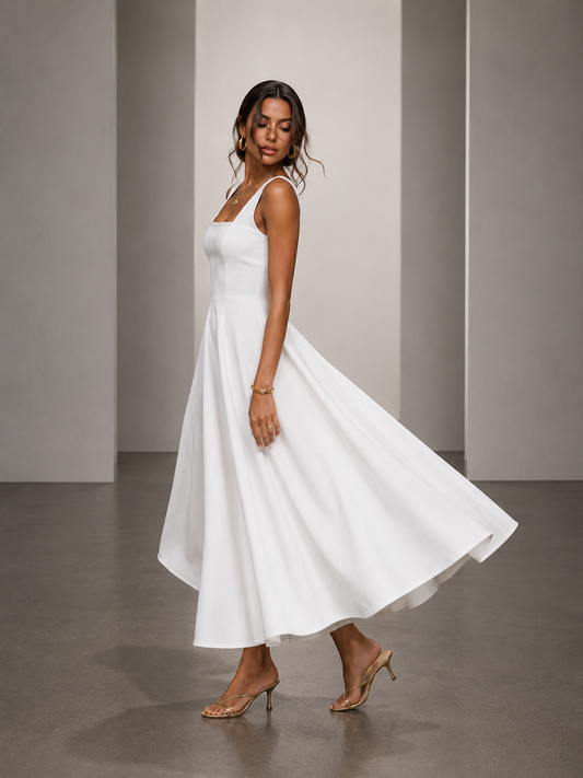 Vestido Midi Elegante de Corte Evasé