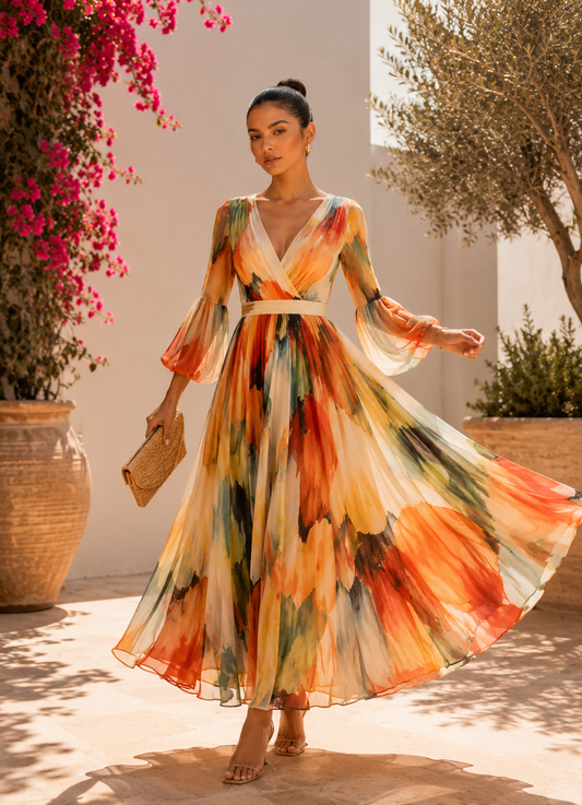 Vestido Bohemio De Mangas Anchas